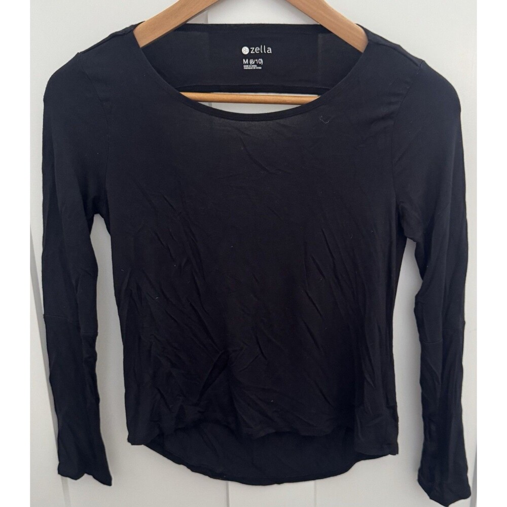 Zella Girls 8/10 Black Open Back Thumbhole Top